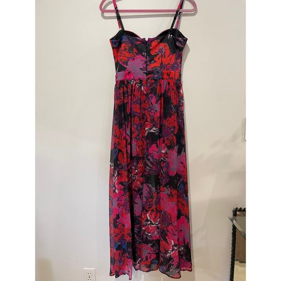 bebe Floral Sleeveless Sweetheart Neck Slit Front Maxi Dress Red Multi Women's S - Picture 4 of 5
